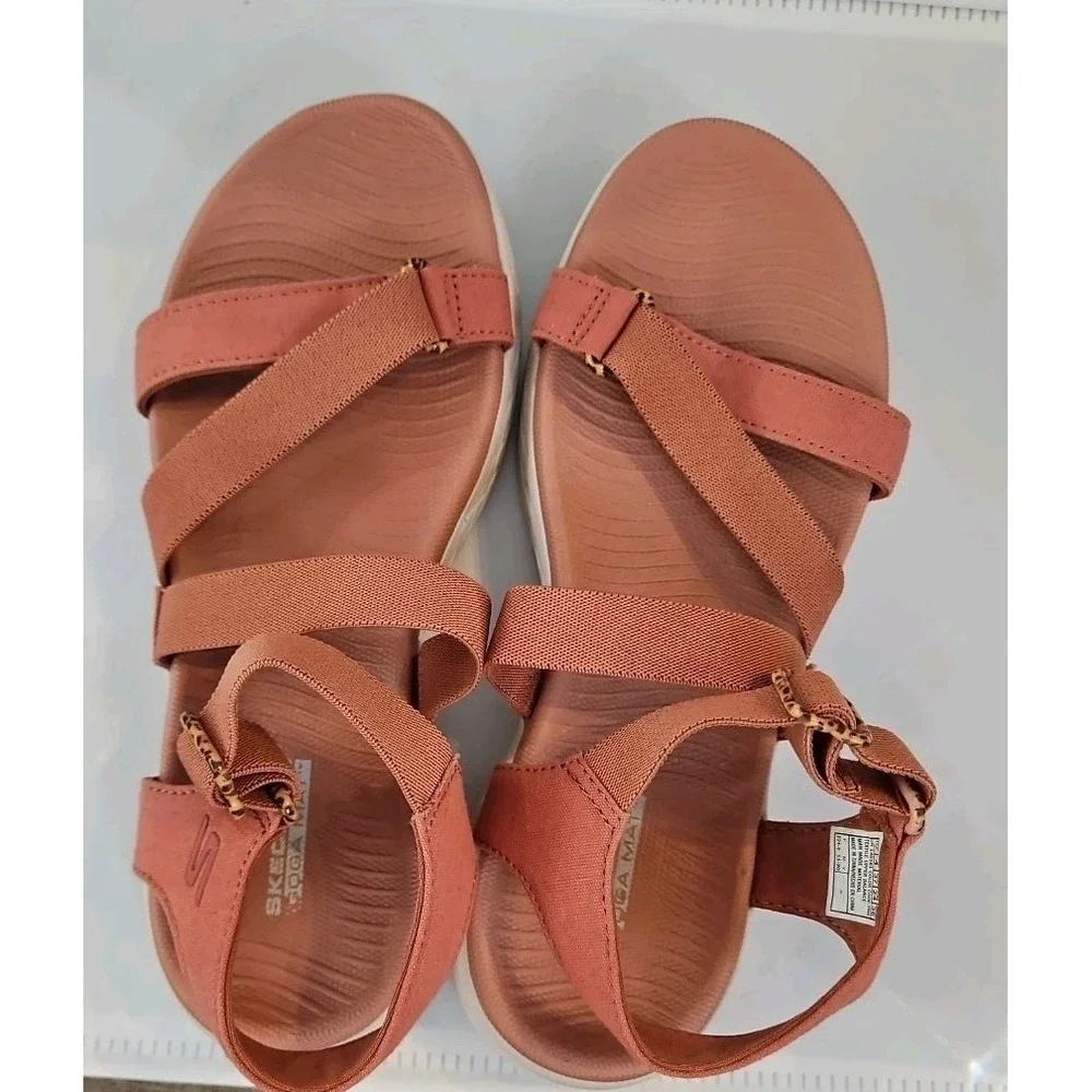 SKECHERS Goga Mat Adj Sandals Sz 7 Women Casual Comfort Walking  DUSTY ROSE #588 - Picture 4 of 9